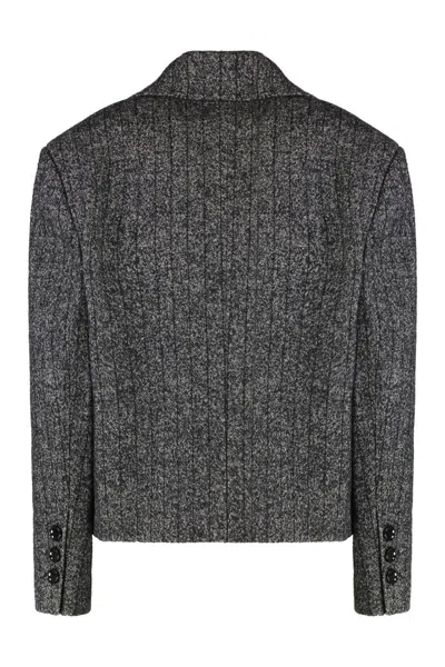 Dolce & Gabbana Striped Double-breasted Jacket In Black