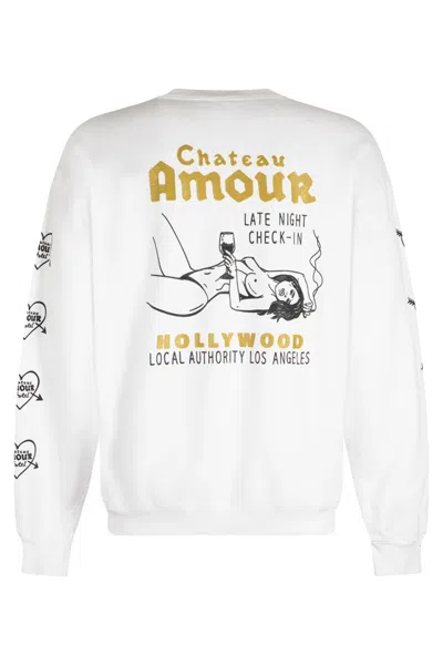 Local Authority Cotton Crew-neck Sweatshirt In White