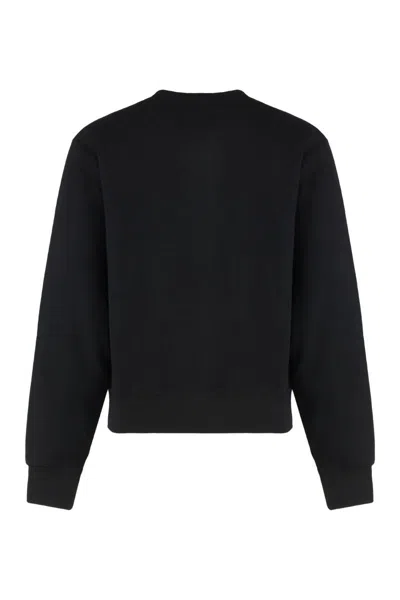 Saint Laurent Certified Cotton Sweatshirt With Cassandre Embroidery In Black