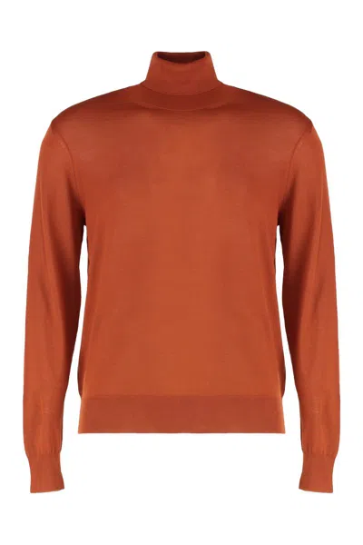 Saint Laurent Turtleneck Wool Sweater In Red