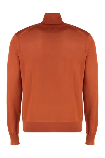 Saint Laurent Turtleneck Wool Sweater In Red