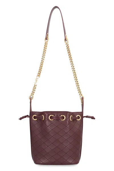 Saint Laurent Small Cassandre Quilted Bucket Bag In Purple
