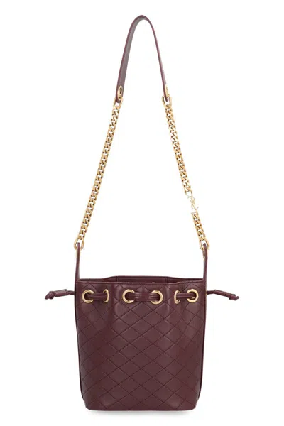 Saint Laurent Small Cassandre Quilted Bucket Bag In Purple