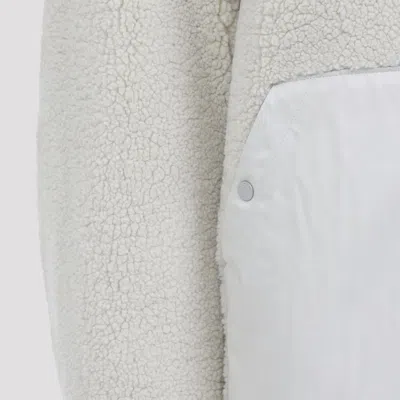 Moose Knuckles Textured Fleece Jacket With Smooth Fabric Panels And High Collar In White