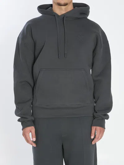 Ami Alexandre Mattiussi Charcoal Grey Ami De Coeur Sweatshirt In Black