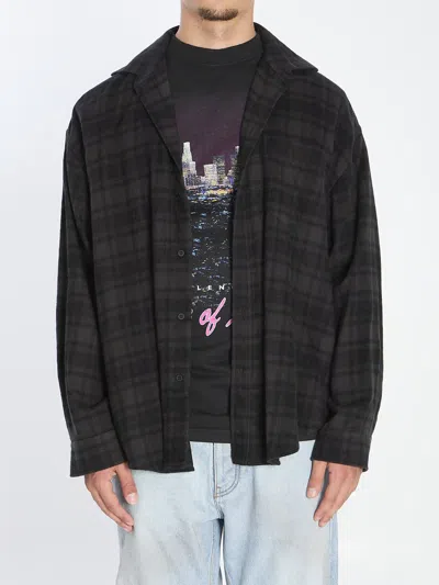 Balenciaga Layered Construction Shirt Featuring Patch Pocket In Black