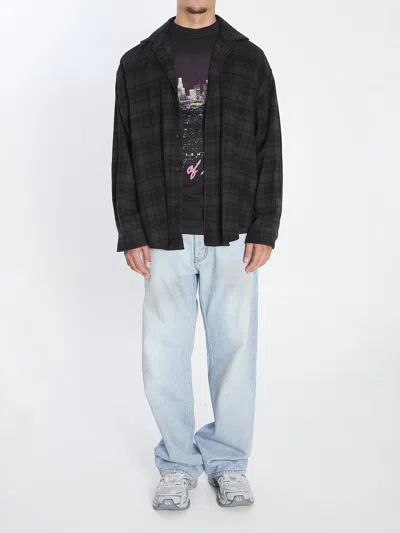 Balenciaga Layered Construction Shirt Featuring Patch Pocket In Black