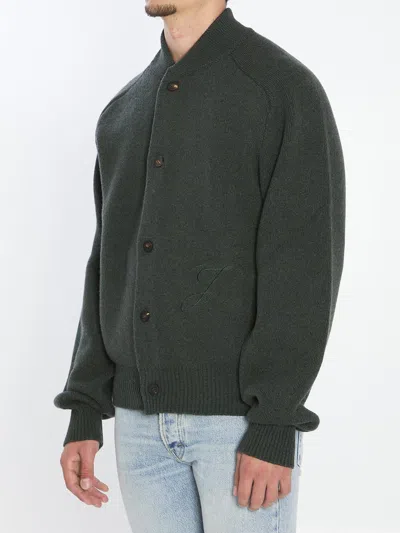 Jacquemus Le Cardigan Pallone In Wool And Cashmere In Green
