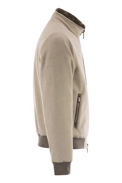 Moorer Bellati Ls9 Padded Bomber Jacket In Wool And Cashmere In Brown