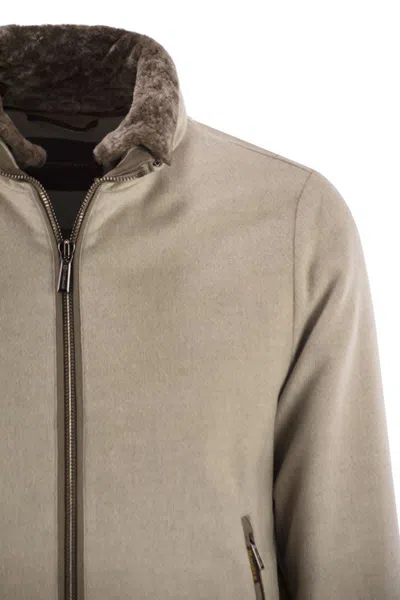 Moorer Bellati Ls9 Padded Bomber Jacket In Wool And Cashmere In Brown