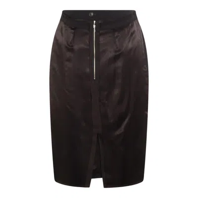 Maison Margiela Midi Skirt Woman Carbon Melange And Black In Black