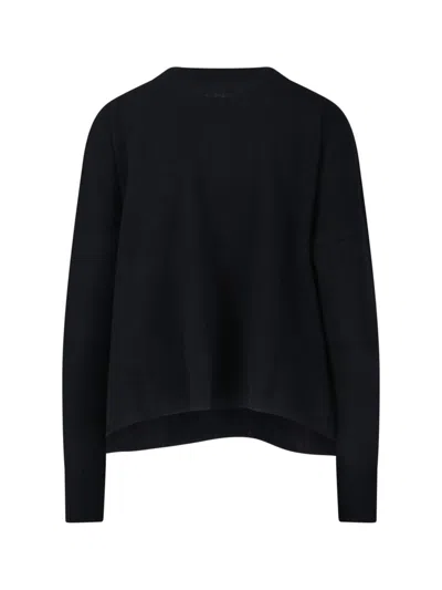 Ma'ry'ya Black Knit Sweater With Round Neckline And Ribbed Finishes In Black