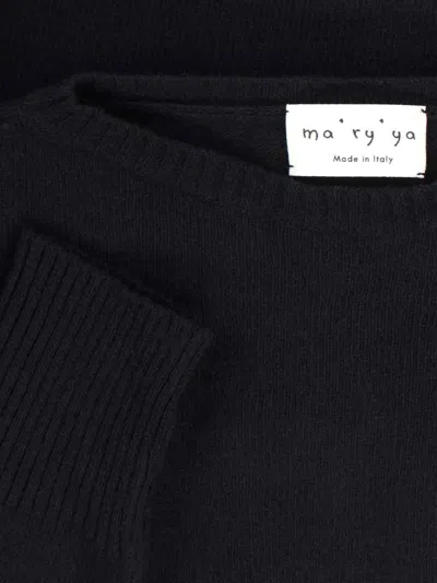 Ma'ry'ya Black Knit Sweater With Round Neckline And Ribbed Finishes In Black