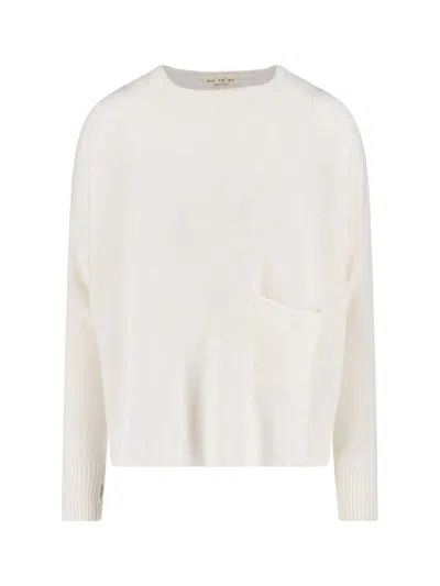 Ma'ry'ya Soft Knit Sweater In Virgin Wool And Cashmere Blend In White