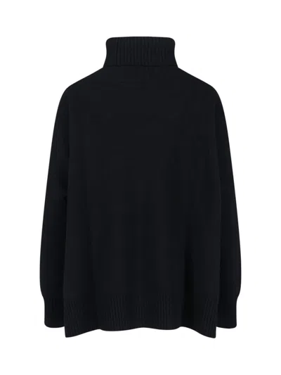 Ma'ry'ya High-neck Cashmere And Virgin Wool Sweater With Ribbed Finishes In Black