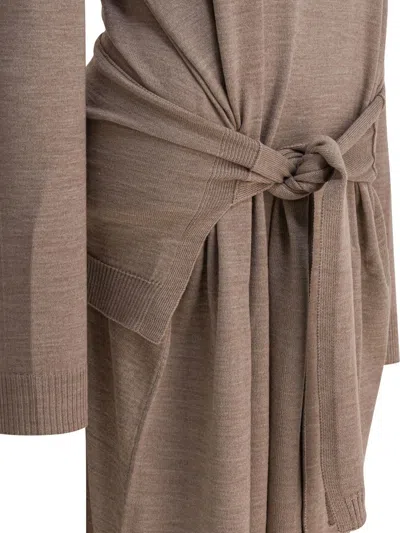 Lemaire Knit Midi Dress With Turtleneck And Belt In Gray