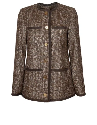 Golden Goose Coffee-colored Wool Tweed Jacket In Multi