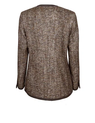 Golden Goose Coffee-colored Wool Tweed Jacket In Multi