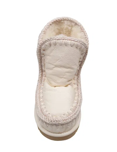 Mou Eskimo 18 Sheepskin Boot In White With Applied Zirconia In White