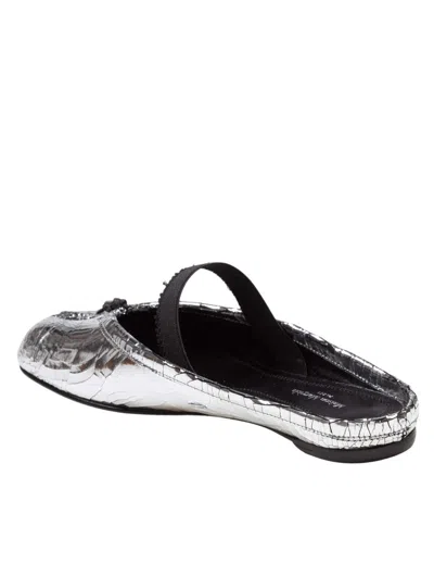 Maison Margiela Leather Tabi Mule With Broken Mirror Effect In Silver