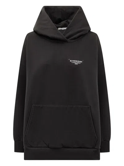 Givenchy Oversized Hooded Sweatshirt Kangaroo Pocket In Black