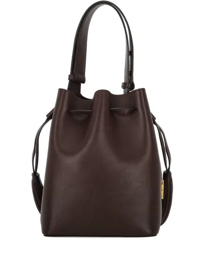 Valentino Borsa A Secchiello Vlogo Signature In Pelle Cioccolato  Donna In Brown