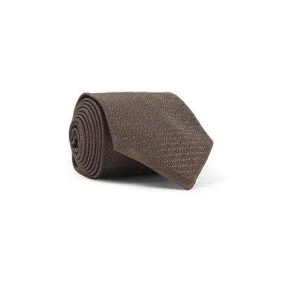 Maison Margiela Textured Tie With Pointed Tip And Roll In Brown