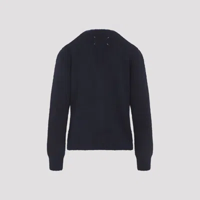 Maison Margiela Wool Blend Cardigan In Blue
