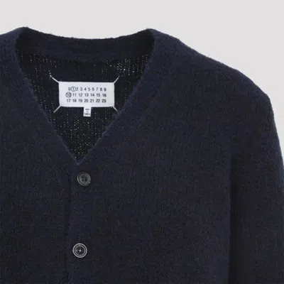 Maison Margiela Wool Blend Cardigan In Blue