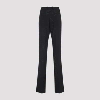 Tom Ford Sequined Wool Blend Crepe Tailored Straight Pants In Black