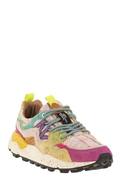 Flower Mountain Yamano 3 - Sneakers In Suede And Technical Fabric In Multi