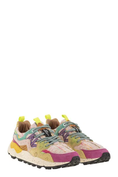 Flower Mountain Yamano 3 - Sneakers In Suede And Technical Fabric In Multi