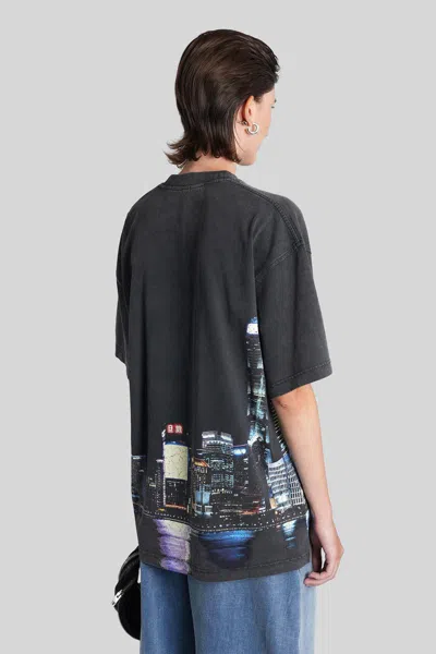 Alexander Wang Shanghai Skyline Graphic Rhinestone T-shirt In Gray