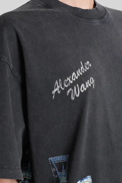 Alexander Wang Shanghai Skyline Graphic Rhinestone T-shirt In Gray