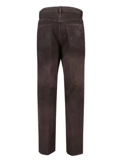 Dsquared2 Straight Trousers With Distressed Finish And Pockets In Brown