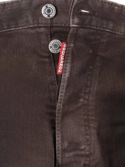 Dsquared2 Straight Trousers With Distressed Finish And Pockets In Brown