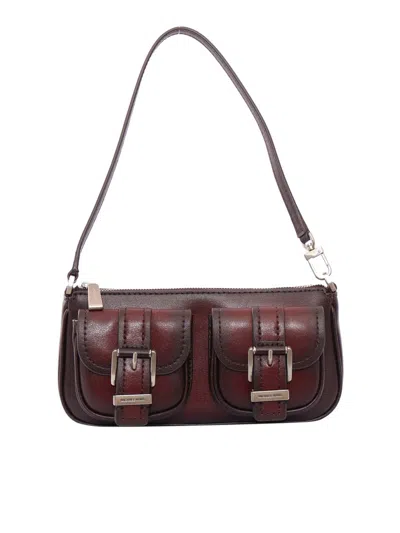 Michael Kors Rectangular Burgundy Leather Shoulder Bag In Red