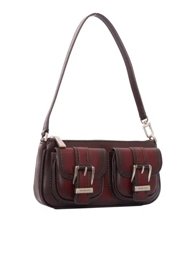 Michael Kors Rectangular Burgundy Leather Shoulder Bag In Red