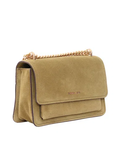 Michael Kors Claire Large Suede Shoulder Bag In Green
