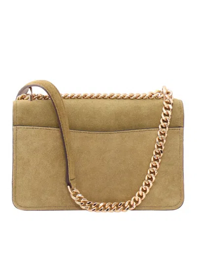 Michael Kors Claire Large Suede Shoulder Bag In Green