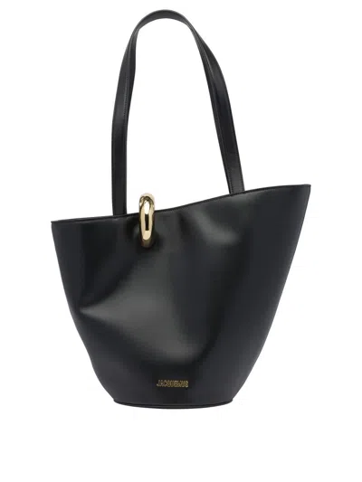 Jacquemus Le Petit Bambola Leather Top Handle Bag In Black