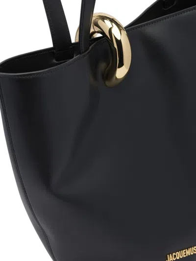 Jacquemus Le Petit Bambola Leather Top Handle Bag In Black