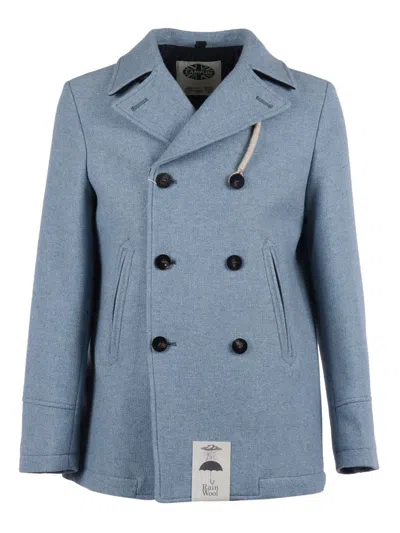 Camplin Thermal-resistant Blue Wool Blend Peacoat In Blue