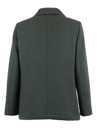 Camplin Double-breasted Wool Blend Peacoat In Green