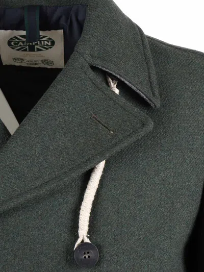 Camplin Double-breasted Wool Blend Peacoat In Green