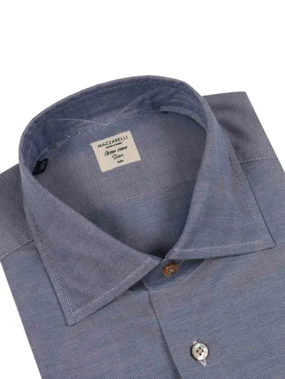 Mazzarelli Oxford Cotton Slim Fit Shirt In Blue