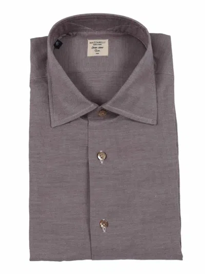 Mazzarelli Oxford Cotton Slim Fit Shirt In Brown