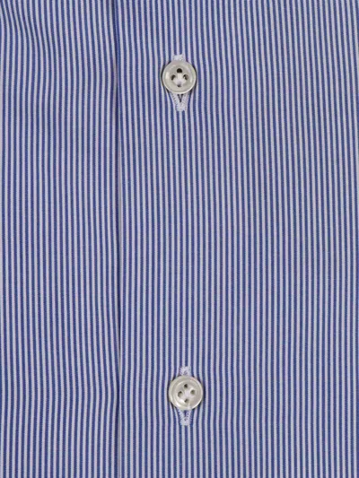 Mazzarelli Striped Cotton Slim Fit Shirt In Blue