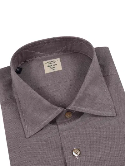 Mazzarelli Oxford Cotton Slim Fit Shirt In Brown