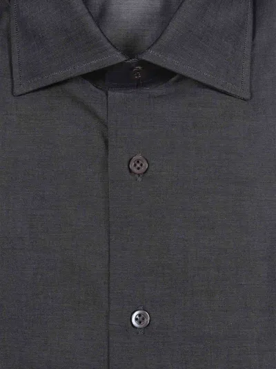 Mazzarelli Twill Slim Fit Shirt In Gray